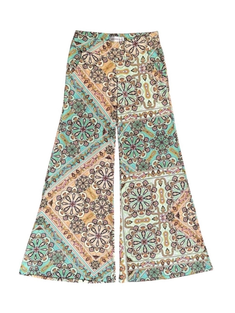 Veronica M Paisley Floral Medallion Flare Stretch Pants